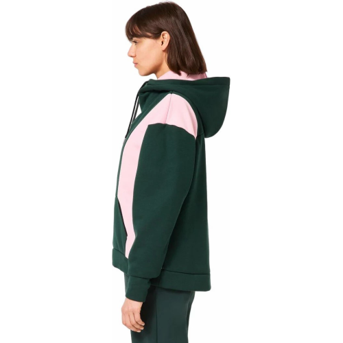 OAKLEY ROSY RC FLEECE HOODIE DARK GREEN LIGHT PINK