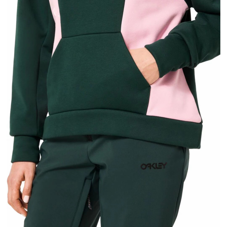 OAKLEY ROSY RC FLEECE HOODIE DARK GREEN LIGHT PINK