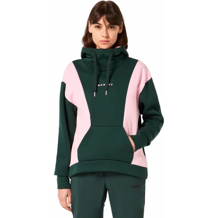 OAKLEY ROSY RC FLEECE HOODIE DARK GREEN LIGHT PINK