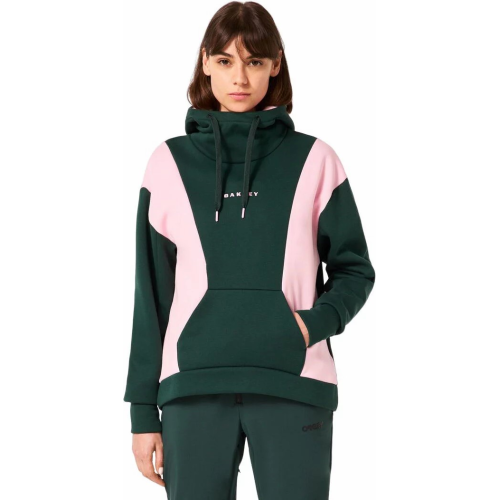 OAKLEY ROSY RC FLEECE HOODIE DARK GREEN LIGHT PINK