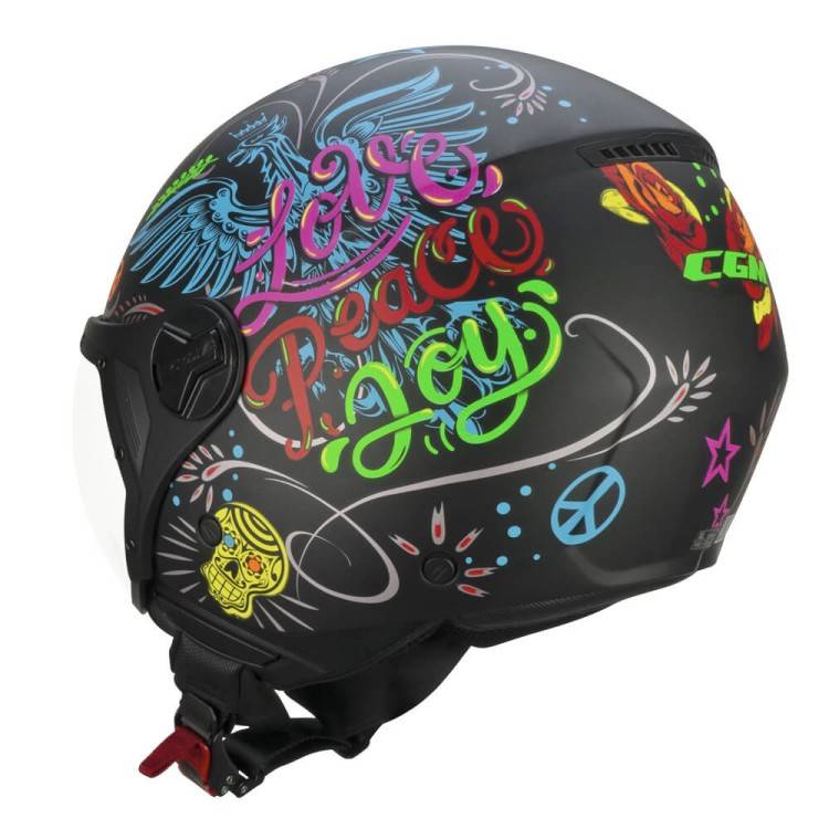 CASCO JET 167S FLO JOY NERO AZZURRO VERDE OPACO SAGOMATA | CGM