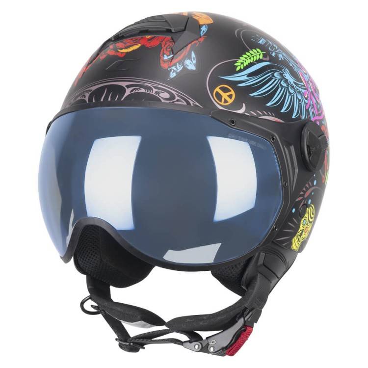 CASCO JET 167S FLO JOY NERO AZZURRO VERDE OPACO SAGOMATA | CGM
