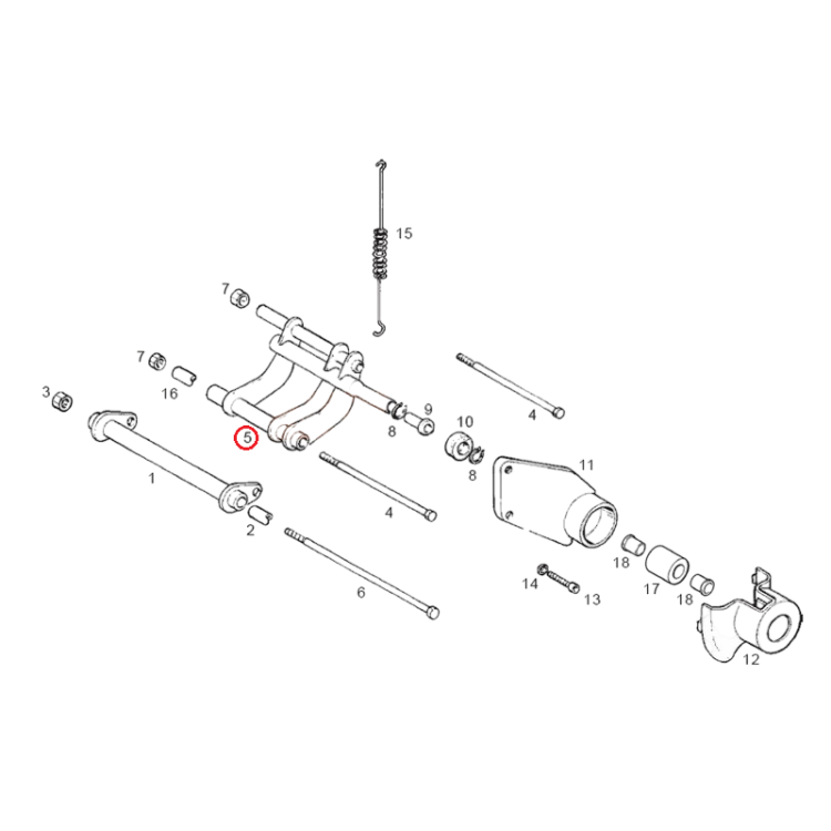 56341R5 BRACCIO OSCILL.LATO TELAIO COMPLETO | PIAGGIO RICAMBI ORIGINALI