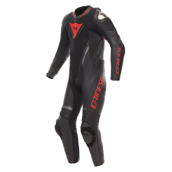 DEMON SPRINT PERF 1PC LEATHER SUIT BLACK BLACK RED-LAVA |DAINESE