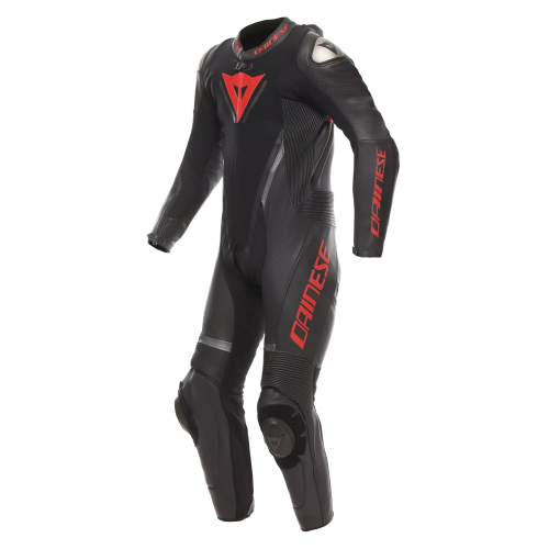 DEMON SPRINT PERF 1PC LEATHER SUIT BLACK BLACK RED-LAVA |DAINESE