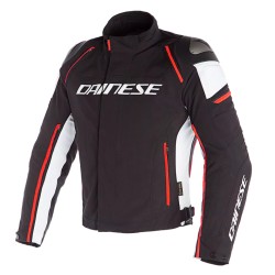 RACING 3 D-DRY JACKET BLACK WHITE RED-FLUO | DAINESE