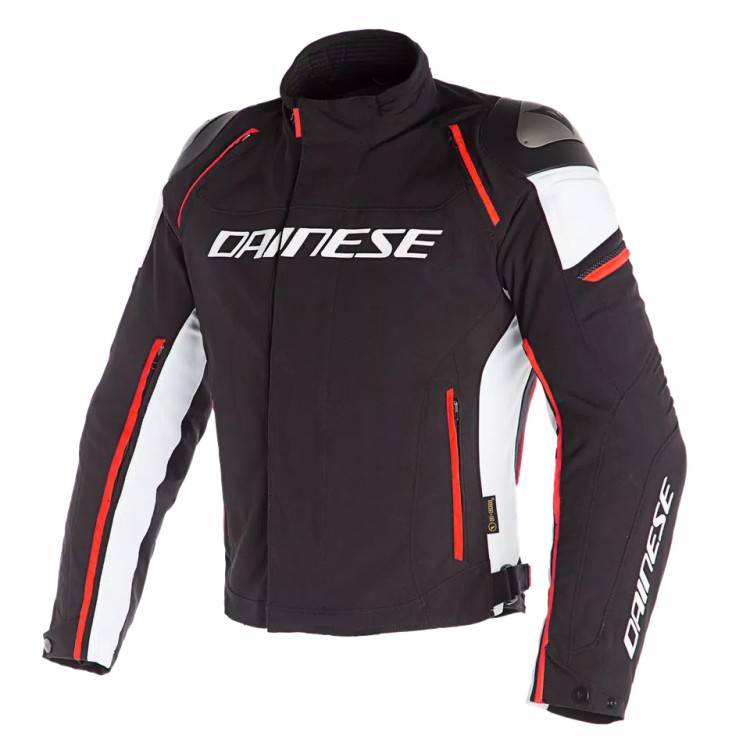 RACING 3 D-DRY JACKET BLACK WHITE RED-FLUO | DAINESE