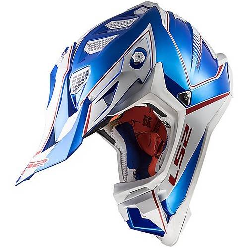 CASCO MOTOCROSS LS2 MX470 SUBVERTER POWER CHROME BLUE