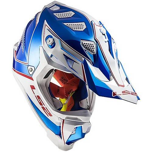 CASCO MOTOCROSS LS2 MX470 SUBVERTER POWER CHROME BLUE