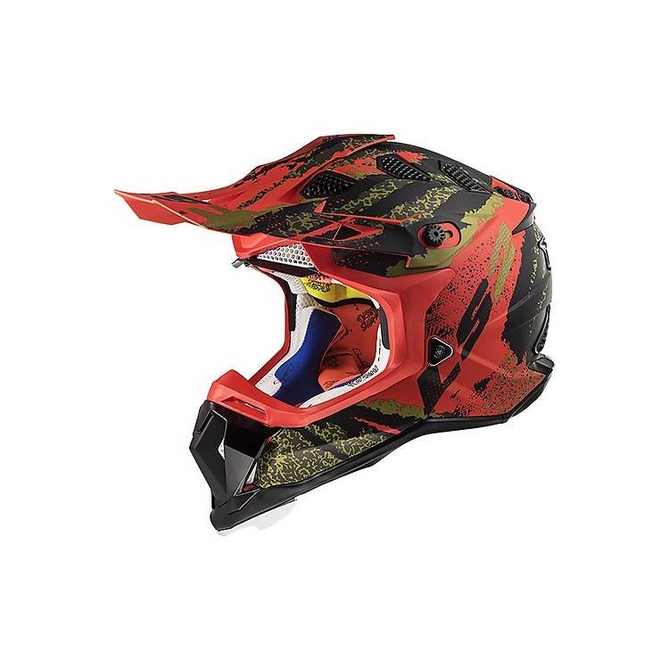 CASCO MOTOCROSS LS2 MX470 SUBVERTER CLAW MATT BLACK RED