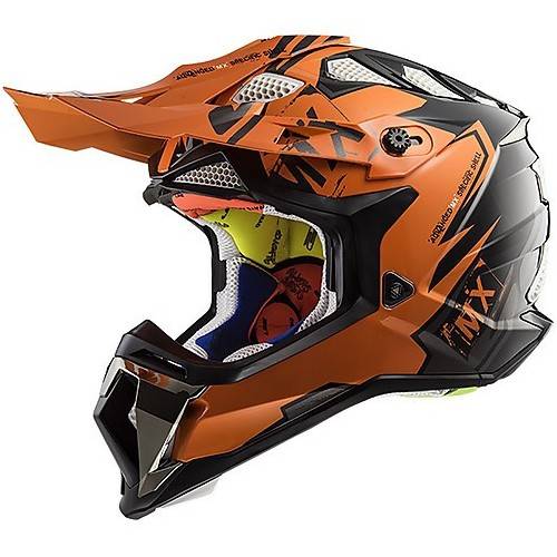 CASCO MOTOCROSS LS2 MX470 SUBVERTER EMPEROR BLACK ORANGE