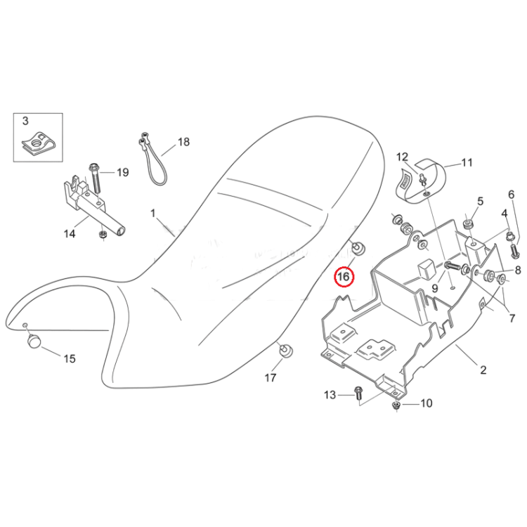 AP8144088 GOMMINO SELLA POST. | PIAGGIO RICAMBI ORIGINALI