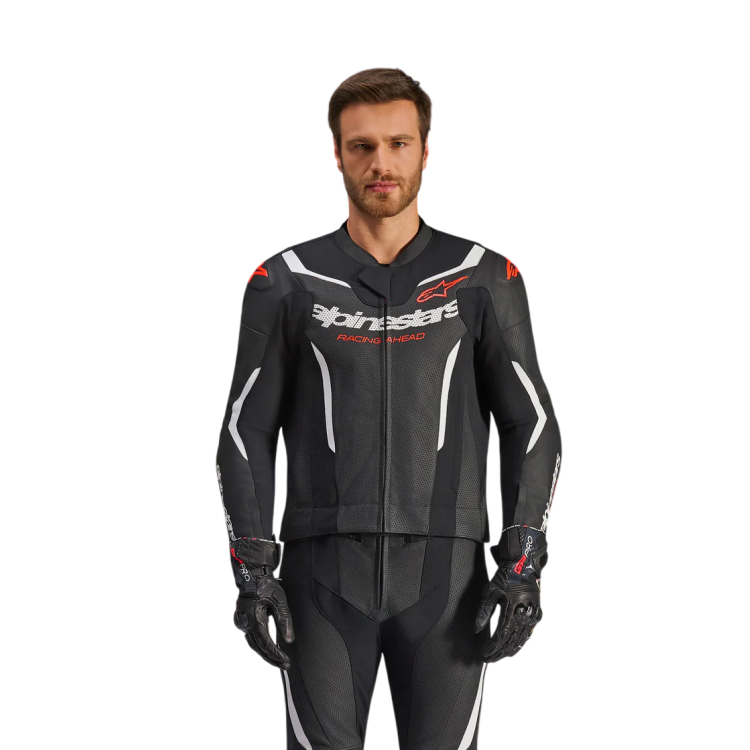 TUTA MOTO ALPINESTARS GP FORCE V2 LEATHER SUIT 1 PC BLK WH RED FL | ALPINESTARS