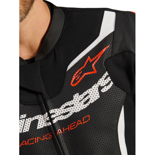 TUTA MOTO ALPINESTARS GP FORCE V2 LEATHER SUIT 1 PC BLK WH RED FL | ALPINESTARS