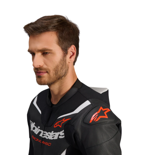 TUTA MOTO ALPINESTARS GP FORCE V2 LEATHER SUIT 1 PC BLK WH RED FL | ALPINESTARS
