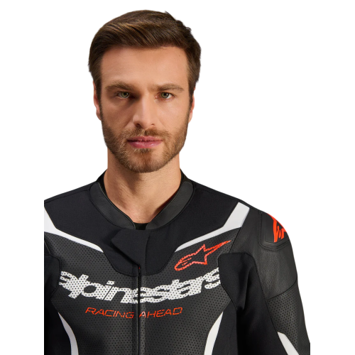 TUTA MOTO ALPINESTARS GP FORCE V2 LEATHER SUIT 1 PC BLK WH RED FL | ALPINESTARS