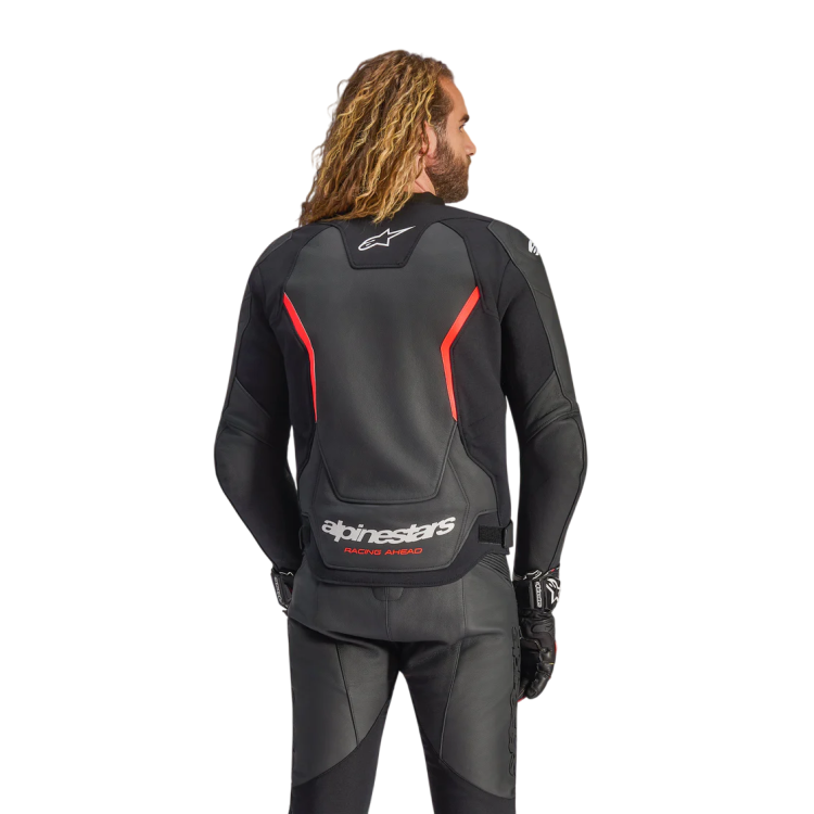 GIACCA MOTO ALPINESTARS GP FORCE V2 LEATHER JACKET BLACK RED FLUO | ALPINESTARS