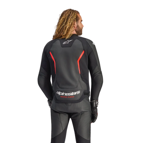 GIACCA MOTO ALPINESTARS GP FORCE V2 LEATHER JACKET BLACK RED FLUO | ALPINESTARS