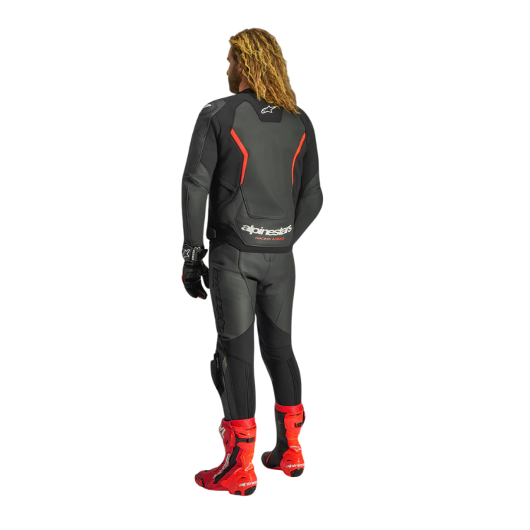 GIACCA MOTO ALPINESTARS GP FORCE V2 LEATHER JACKET BLACK RED FLUO | ALPINESTARS