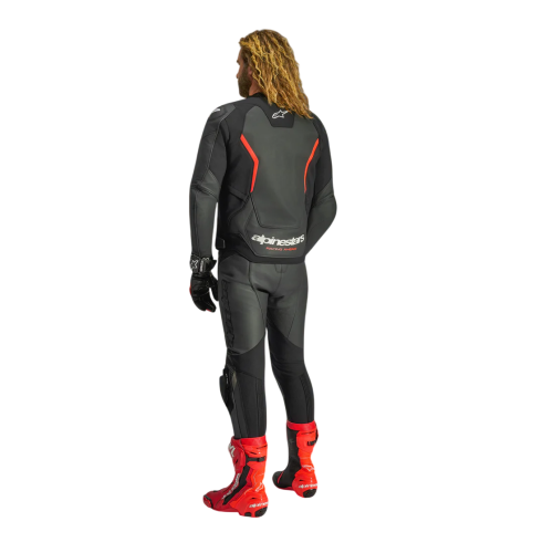 GIACCA MOTO ALPINESTARS GP FORCE V2 LEATHER JACKET BLACK RED FLUO | ALPINESTARS