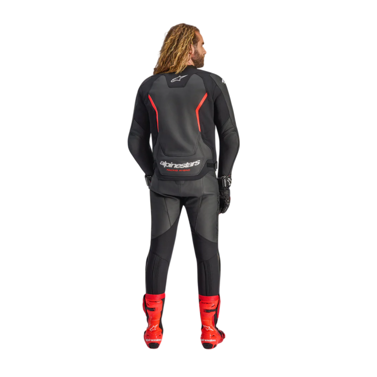 GIACCA MOTO ALPINESTARS GP FORCE V2 LEATHER JACKET BLACK RED FLUO | ALPINESTARS