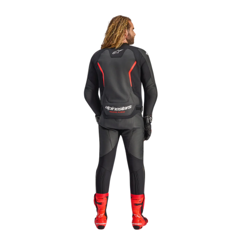 GIACCA MOTO ALPINESTARS GP FORCE V2 LEATHER JACKET BLACK RED FLUO | ALPINESTARS