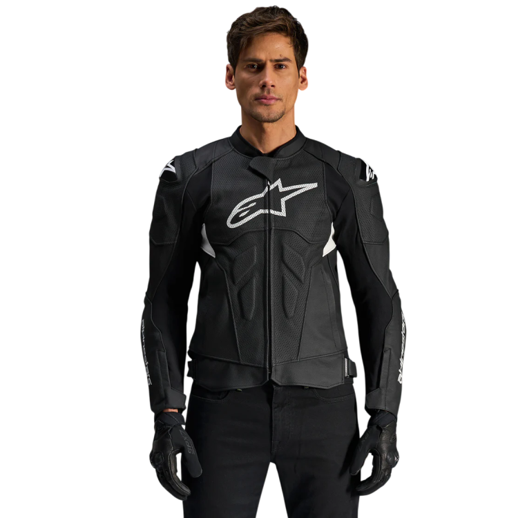 GIACCA MOTO ALPINESTARS DUSK AIRFLOW LEATHER JACKET BLACK WHITE | ALPINESTARS