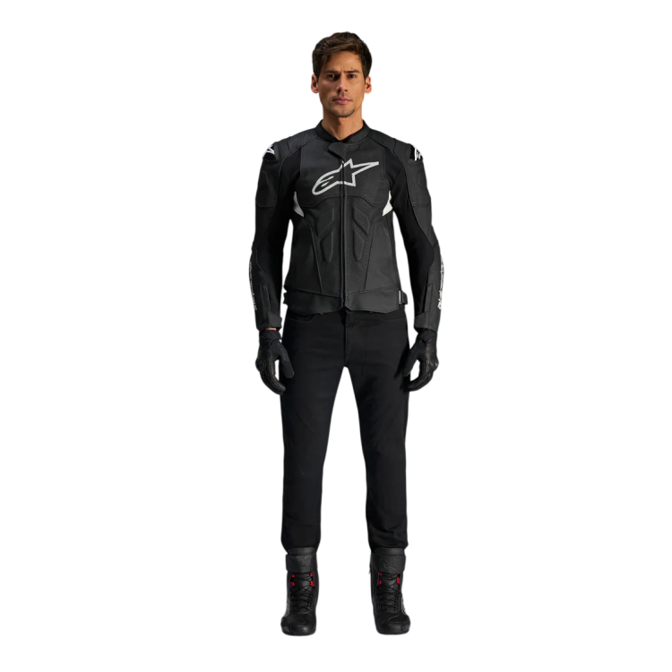 GIACCA MOTO ALPINESTARS DUSK AIRFLOW LEATHER JACKET BLACK WHITE | ALPINESTARS