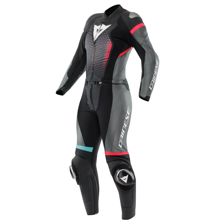TUTA IN PELLE FULMINEA 2PCS LEATHER SUIT  BLACK ANTHRACITE WHITE | DAINESE