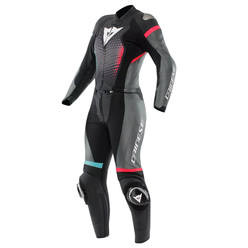 TUTA IN PELLE FULMINEA 2PCS LEATHER SUIT  BLACK ANTHRACITE WHITE | DAINESE