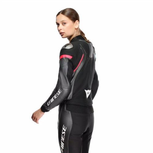 TUTA IN PELLE FULMINEA 2PCS LEATHER SUIT  BLACK ANTHRACITE WHITE | DAINESE