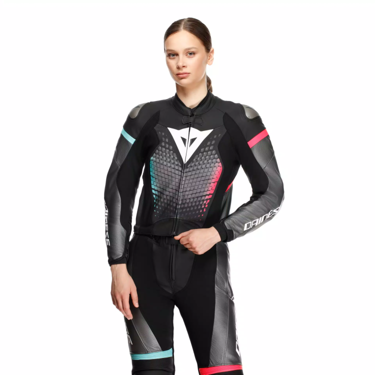 TUTA IN PELLE FULMINEA 2PCS LEATHER SUIT  BLACK ANTHRACITE WHITE | DAINESE