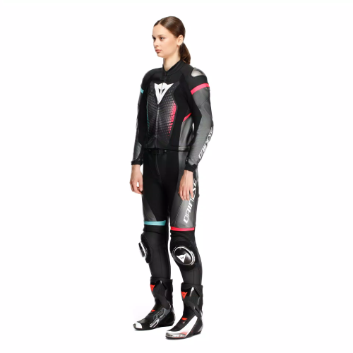 TUTA IN PELLE FULMINEA 2PCS LEATHER SUIT  BLACK ANTHRACITE WHITE | DAINESE