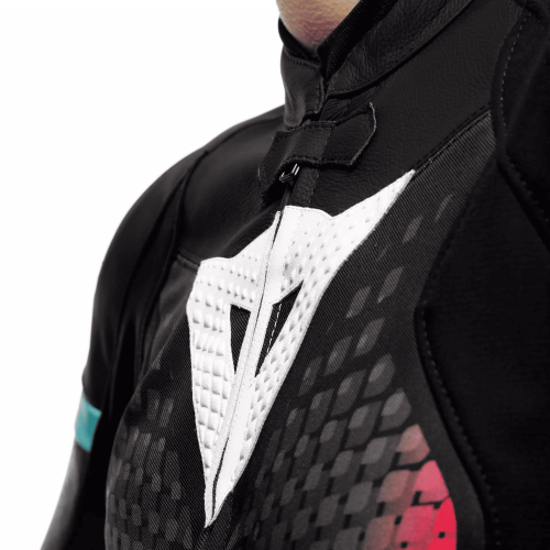 TUTA IN PELLE FULMINEA 2PCS LEATHER SUIT  BLACK ANTHRACITE WHITE | DAINESE