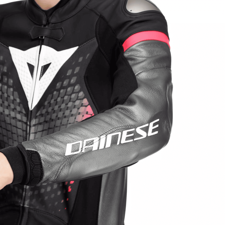 TUTA IN PELLE FULMINEA 2PCS LEATHER SUIT  BLACK ANTHRACITE WHITE | DAINESE