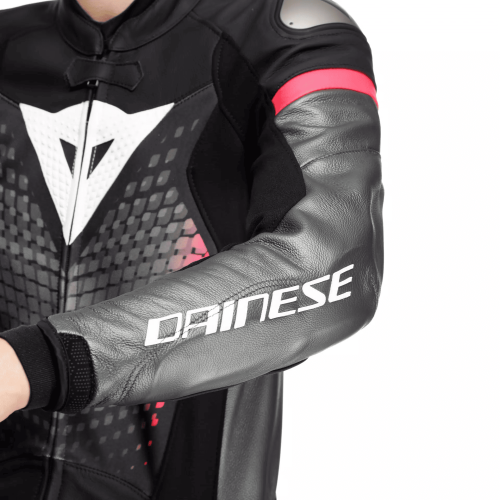 TUTA IN PELLE FULMINEA 2PCS LEATHER SUIT  BLACK ANTHRACITE WHITE | DAINESE
