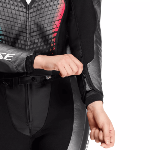 TUTA IN PELLE FULMINEA 2PCS LEATHER SUIT  BLACK ANTHRACITE WHITE | DAINESE
