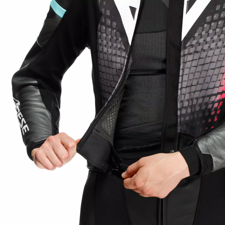 TUTA IN PELLE FULMINEA 2PCS LEATHER SUIT  BLACK ANTHRACITE WHITE | DAINESE