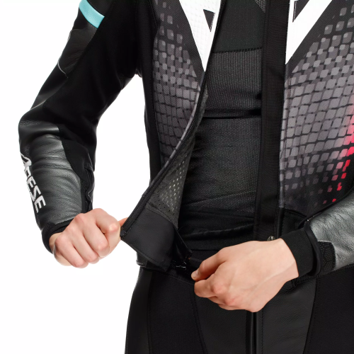 TUTA IN PELLE FULMINEA 2PCS LEATHER SUIT  BLACK ANTHRACITE WHITE | DAINESE