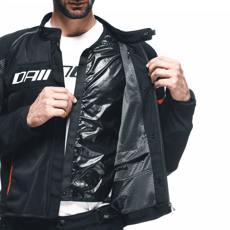 GIACCA TESSUTO AIR FRAME 3 TEX JACKET BLACK BLACK RED-FLUO | DAINESE