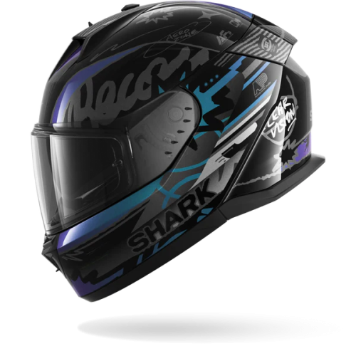 CASCO INTEGRALE D-SKWAL 3 STREETRUSH BLACK GREEN CHROME | SHARK