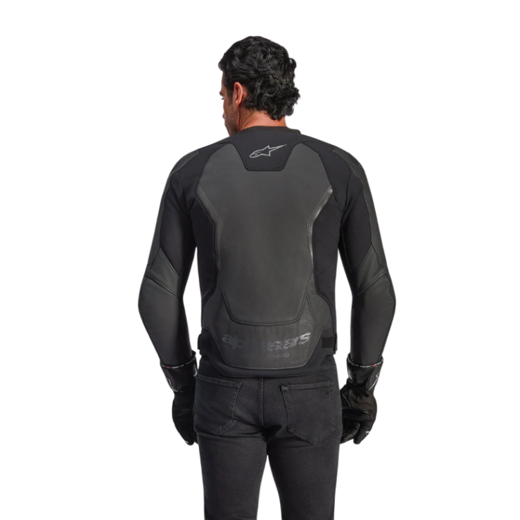 GP FORCE V2 LEATHER JACKET BLACK BLACK | ALPINESTARS