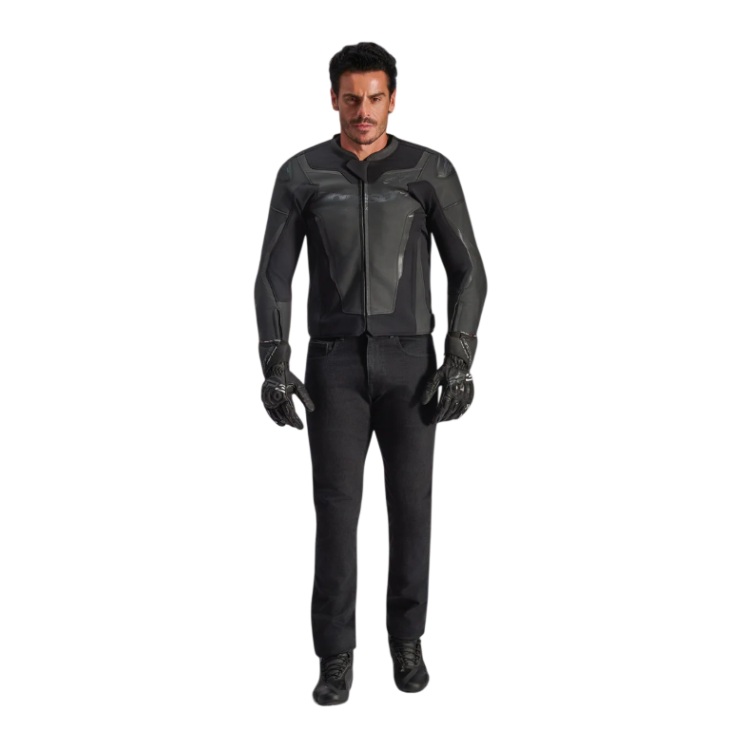 GP FORCE V2 LEATHER JACKET BLACK BLACK | ALPINESTARS