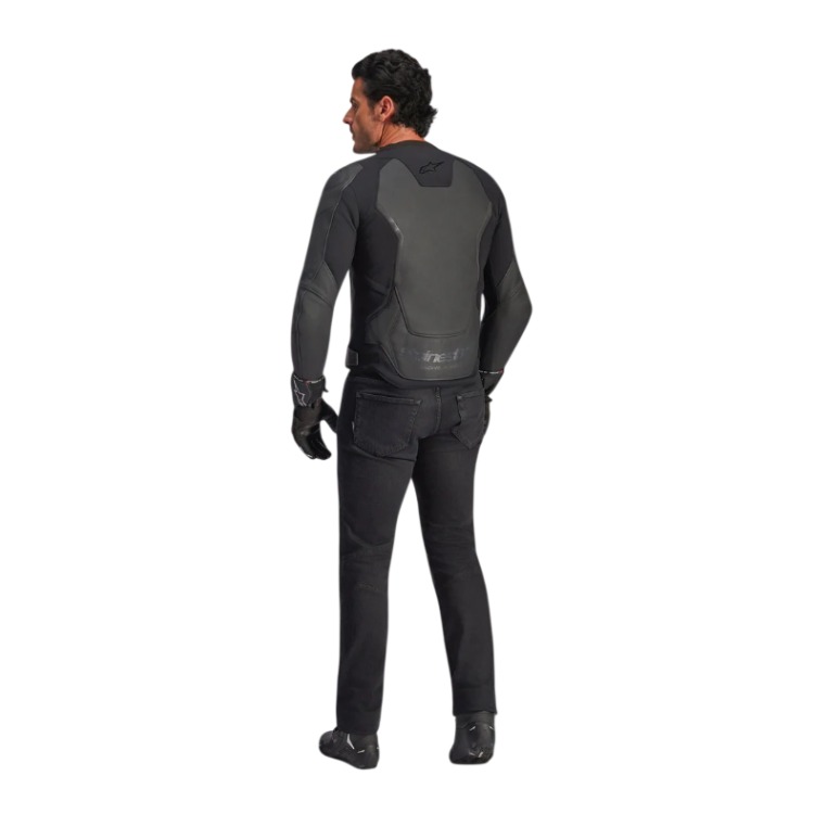 GP FORCE V2 LEATHER JACKET BLACK BLACK | ALPINESTARS