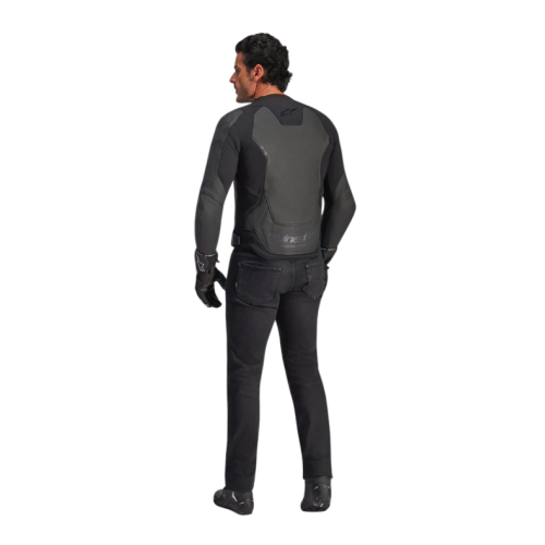 GP FORCE V2 LEATHER JACKET BLACK BLACK | ALPINESTARS