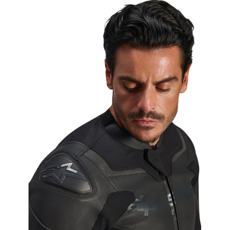 GP FORCE V2 LEATHER JACKET BLACK BLACK | ALPINESTARS