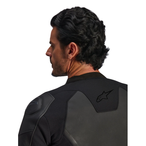 GP FORCE V2 LEATHER JACKET BLACK BLACK | ALPINESTARS