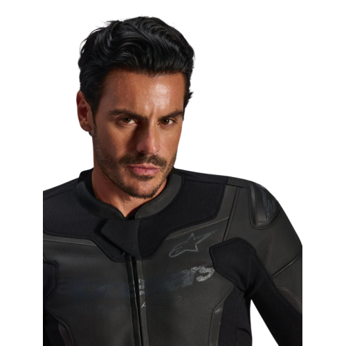 GP FORCE V2 LEATHER JACKET BLACK BLACK | ALPINESTARS