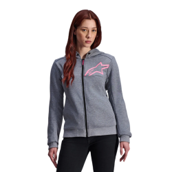 STELLA CHROME V2 SPORT HOODIE GRAY HEATHER PINK FLUO  | ALPINESTARS