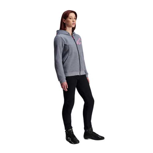 STELLA CHROME V2 SPORT HOODIE GRAY HEATHER PINK FLUO  | ALPINESTARS